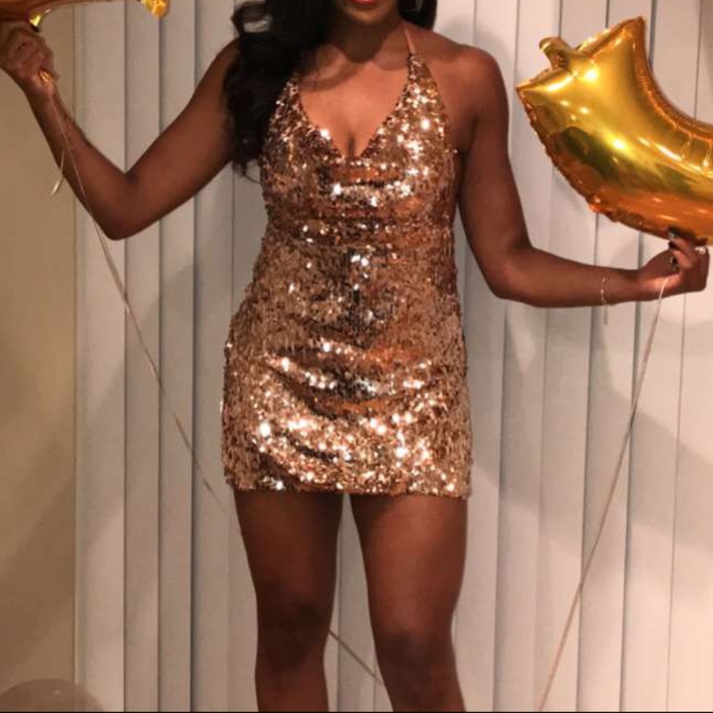 Rose Gold Sequin Dress - Picture 2 of 5